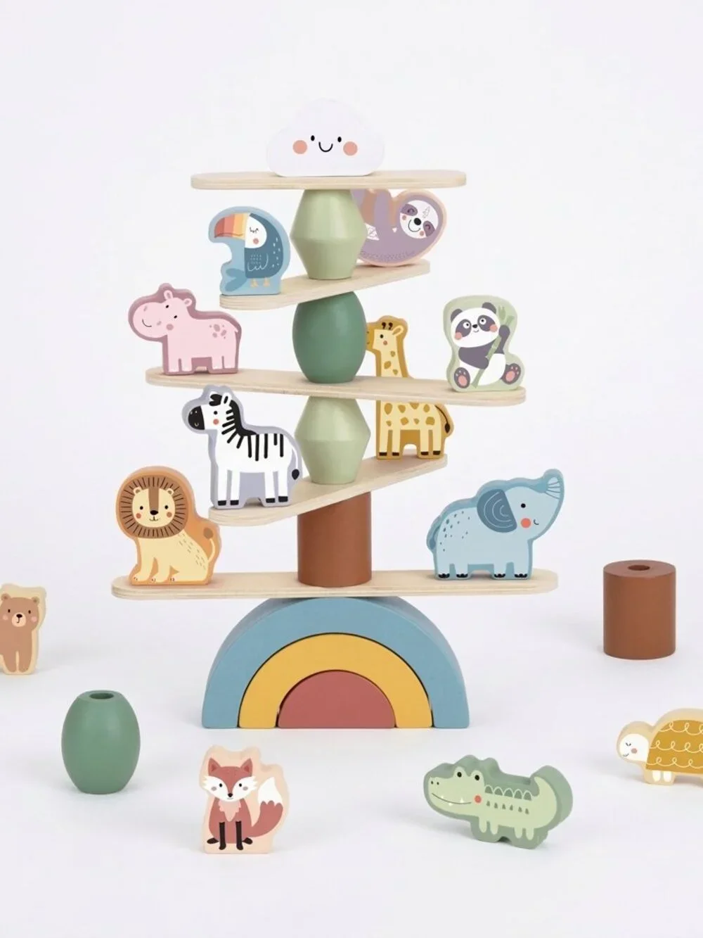 NEW Montessori Wooden Animal Stacking Balance Toy Educational Toddler Gift